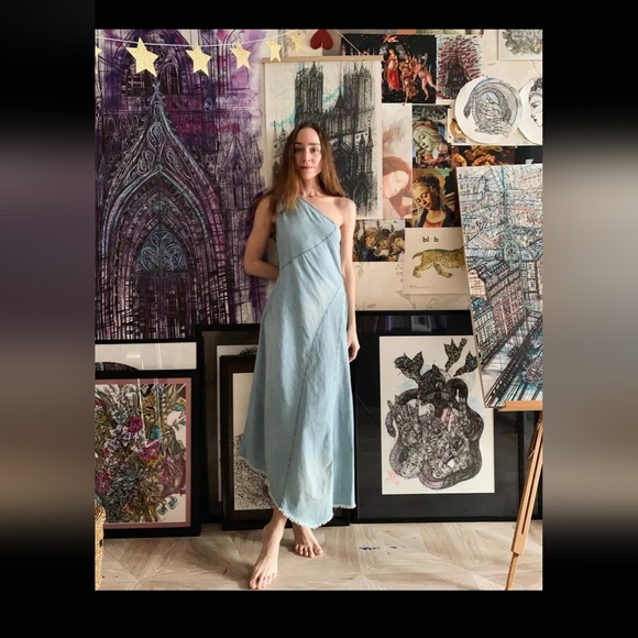 Zara asymmetric denim dress - Picture 7 of 16